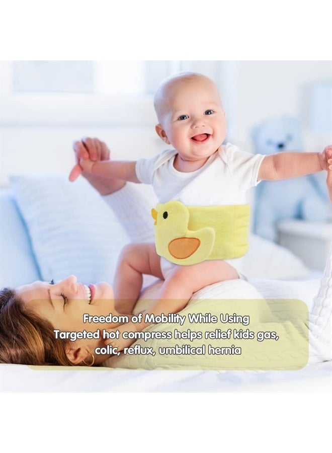 Hilph تخفيف المغص والغازات للرضع، لفافة دافئة للبطن للمواليد الجدد، وسادة تسخين للأطفال، حزام دافئ لتخفيف الغاز، وعسر الهضم، وارتجاع المريء (بطة صفراء) - Image 4