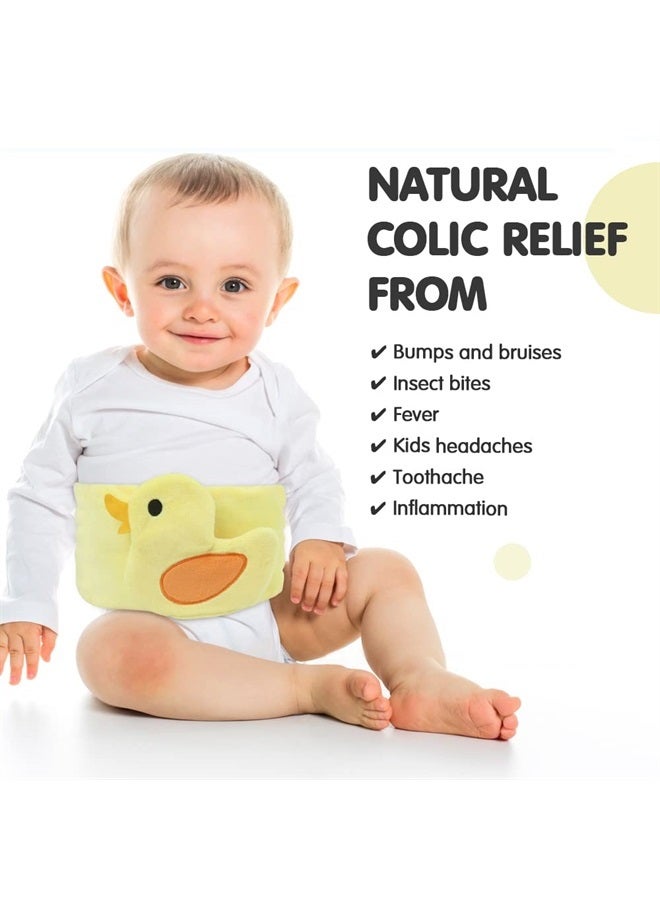 Hilph تخفيف المغص والغازات للرضع، لفافة دافئة للبطن للمواليد الجدد، وسادة تسخين للأطفال، حزام دافئ لتخفيف الغاز، وعسر الهضم، وارتجاع المريء (بطة صفراء) - Image 2