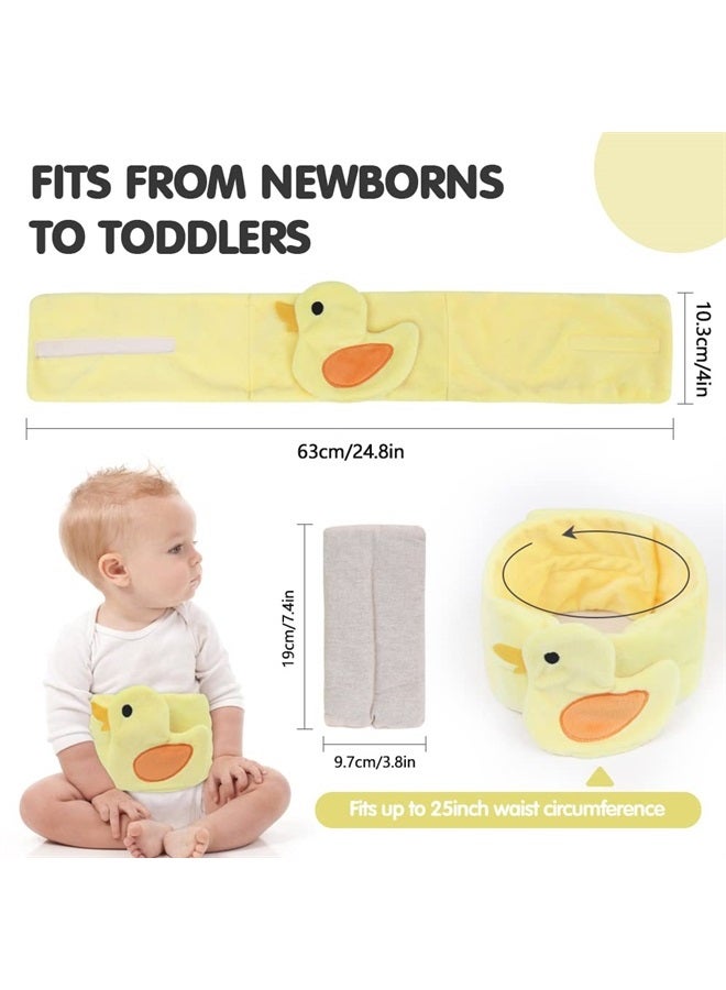 Hilph تخفيف المغص والغازات للرضع، لفافة دافئة للبطن للمواليد الجدد، وسادة تسخين للأطفال، حزام دافئ لتخفيف الغاز، وعسر الهضم، وارتجاع المريء (بطة صفراء) - Image 5