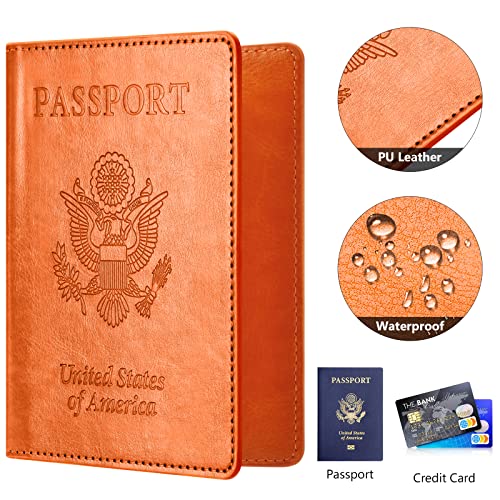 Eoehro Passport and Vaccine Card Holder Combo, Passport Holder with Vaccine Card Slot, Passport Wallet, Passport Cover, Passport Case, Passport Holder for Women and Men(BA-Orange) - Image 4