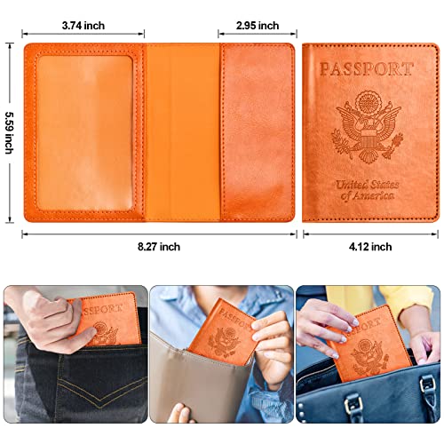 Eoehro Passport and Vaccine Card Holder Combo, Passport Holder with Vaccine Card Slot, Passport Wallet, Passport Cover, Passport Case, Passport Holder for Women and Men(BA-Orange) - Image 3