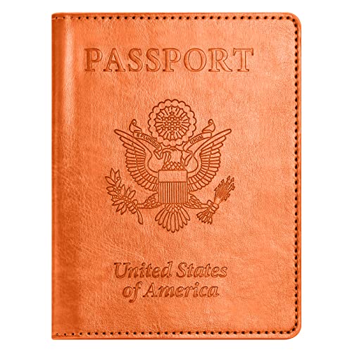 Eoehro Passport and Vaccine Card Holder Combo, Passport Holder with Vaccine Card Slot, Passport Wallet, Passport Cover, Passport Case, Passport Holder for Women and Men(BA-Orange) - Image 1