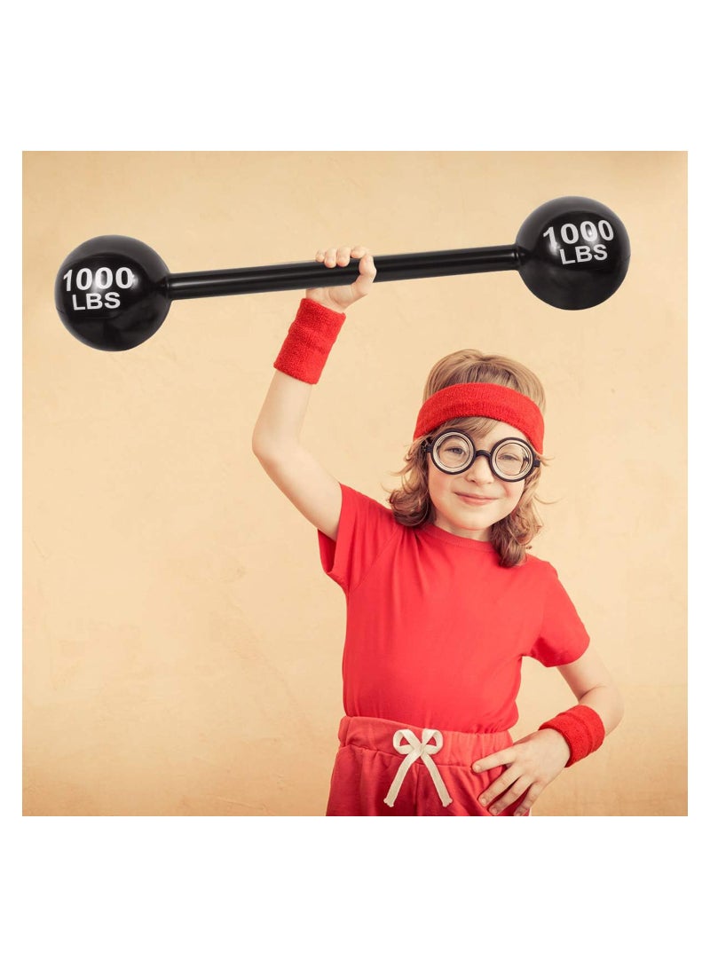 SOLARAE 4 PCS Giant Inflatable Dumbbell Barbell - Carnival Circus Birthday Strongman Party Decorations Supplies Fake Weights Cosplay Props - Blow Up Costume Photo Booth Props Accessory - Image 3