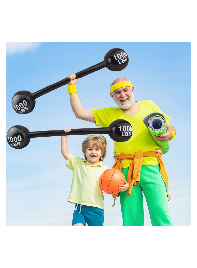 SOLARAE 4 PCS Giant Inflatable Dumbbell Barbell - Carnival Circus Birthday Strongman Party Decorations Supplies Fake Weights Cosplay Props - Blow Up Costume Photo Booth Props Accessory - Image 5