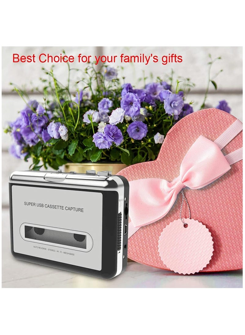 Portable Cassette Player/Cassette to MP3 Converter Capture Cassette Tape to MP3/CD Audio via USB –Converter Retro with Earphones, Compatible with Cell Phone Charger | USB Cable & User Manual Included  - Image 5