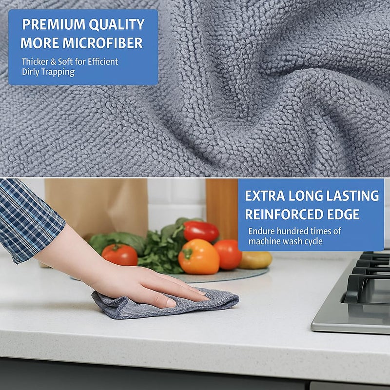IDELLA Microfiber Cloth - 4 pcs 40×40-340 GSM Grey! Thick Lint & Streak-Free Multipurpose Cloths - Automotive Microfibre for Car Cleaning Polishing Washing & Detailing (Microfiber Cloth) - Image 3