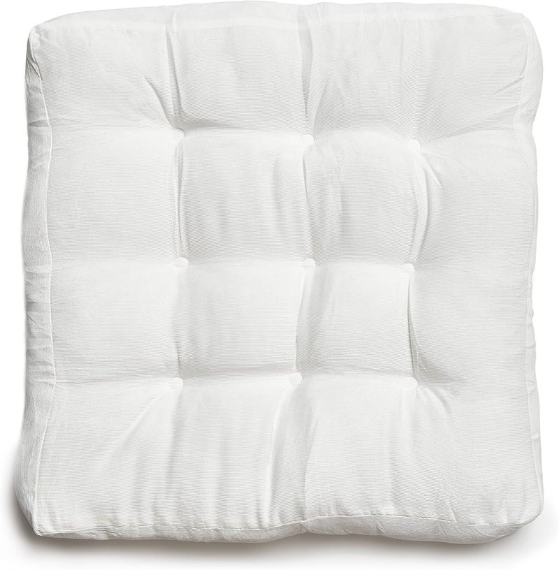 LANITI 24” Inch Extra Large Floor Cushions Tufted Floor Pillow for Adults Square Meditation Ultimate Comfort Oversized Pillows for Floor Cushion (White) - Image 2