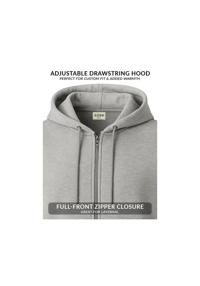 adro سويت شيرت هودي بسحاب من قطن ADRO للرجال - رمادي - Image 4