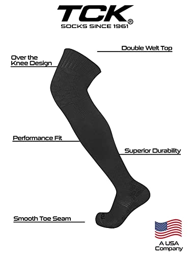 TCK Defender Over the Knee Football Socks (Black, Large) - Image 2