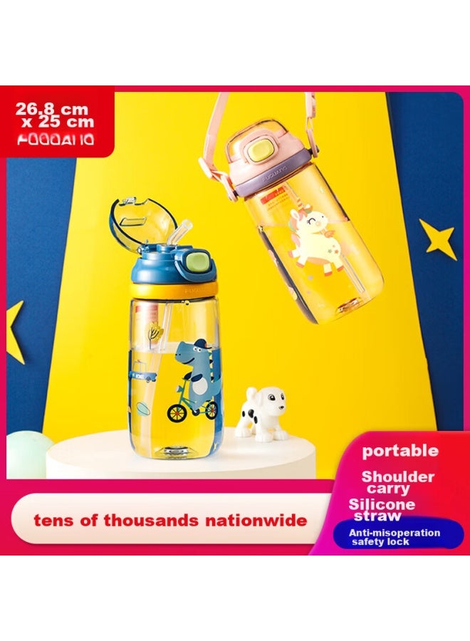 Tomimitsu Fuguang Children's Tritan Plastic Cup, Summer Elementary School Student Portable Shatterproof Straw Cup, Outdoor Water Bottle, 500ml - Image 1