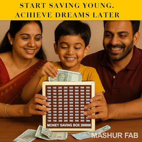 MASHUR FAB 2 lakh Saving Money Saving Box, 2 Lakh Rupees Savings Challenge, Wooden Piggy Bank, 20 x 20 cm, Brown - Image 3