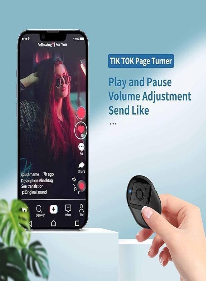 FKU Bluetooth Scrolling Page Turner, Bluetooth Remote Control for TIK TOK APP for iPhone iPad Android, Camera Shutter Remote Control, 6 Buttons Support Tiktok Video Recording/Play/Pause/Give a Like - Image 4