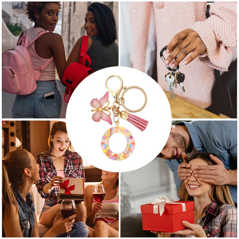 Personalized Initial Letter Keychain With Tassel Butterfly Charm For Car Keys Purse Bags Color O - Image 5