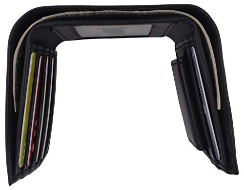 MARSHAL Genuine Leather Kids Slim Compact ID and Coin Pocket Trifold Boys Wallet Black - Image 5