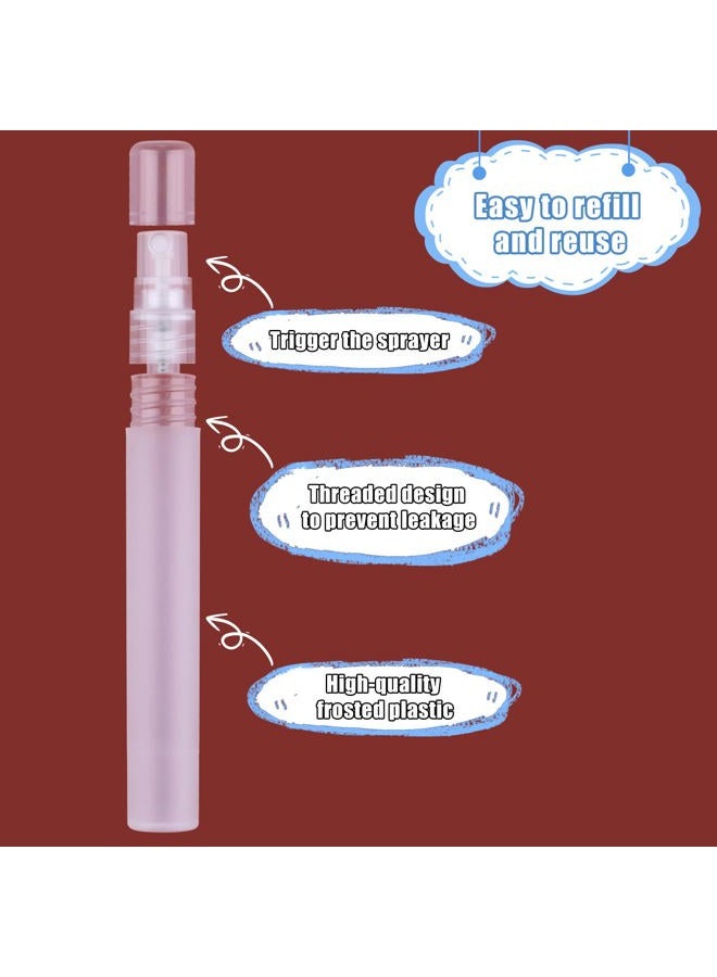 3DROSE 5pcs 10ml Perfume Atomizers Refillable, Matte Plastic Small Travel Size Spray Bottles with 0.5ml Dispenser Tube for Fine Mister Mini Empty Spritzer Bottles for Hair Face Plants (4 Colors) - Image 3