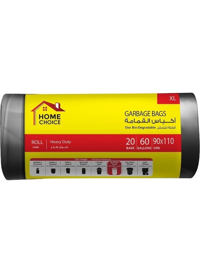 HOME CHOICE 60 Gallons, Pack of 40-Pieces, Size 90*110 cm, (20 Trash Bags X 2 Rolls), Heavy Duty Bio-degradable Garbage Bags Rolls, Bin Liners - Image 2