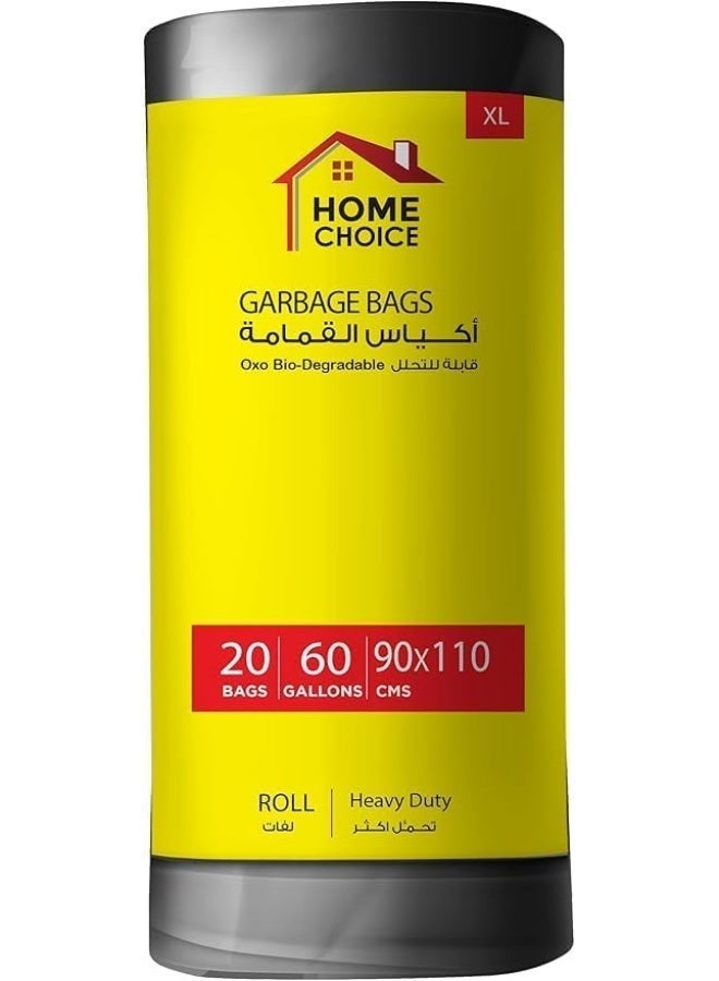 HOME CHOICE 60 Gallons, Pack of 40-Pieces, Size 90*110 cm, (20 Trash Bags X 2 Rolls), Heavy Duty Bio-degradable Garbage Bags Rolls, Bin Liners - Image 5