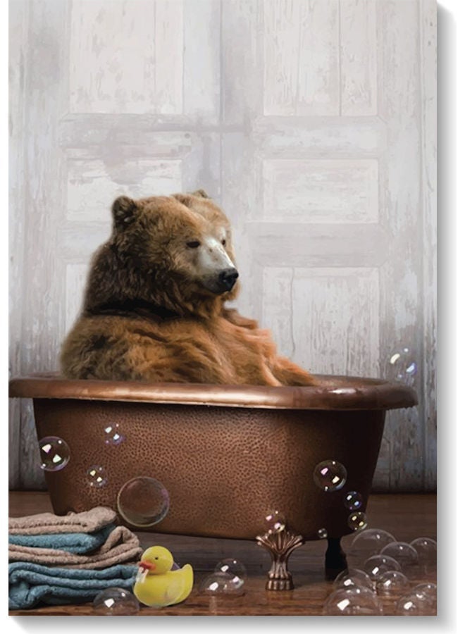 RYN Bear Wall Art Painting Multicolour 40x60cm - Image 1