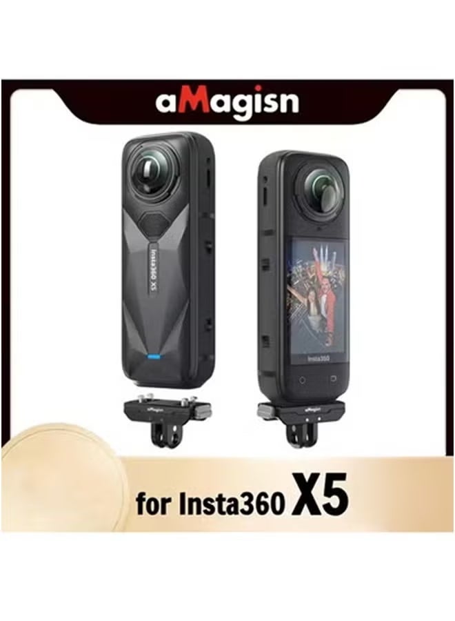 aMagisn Quick Release Mount for Insta360 X5,Aluminum Magnetic Base with 1/4 and 2-prong Adapter for Insta 360 X5 Accessories - Image 1