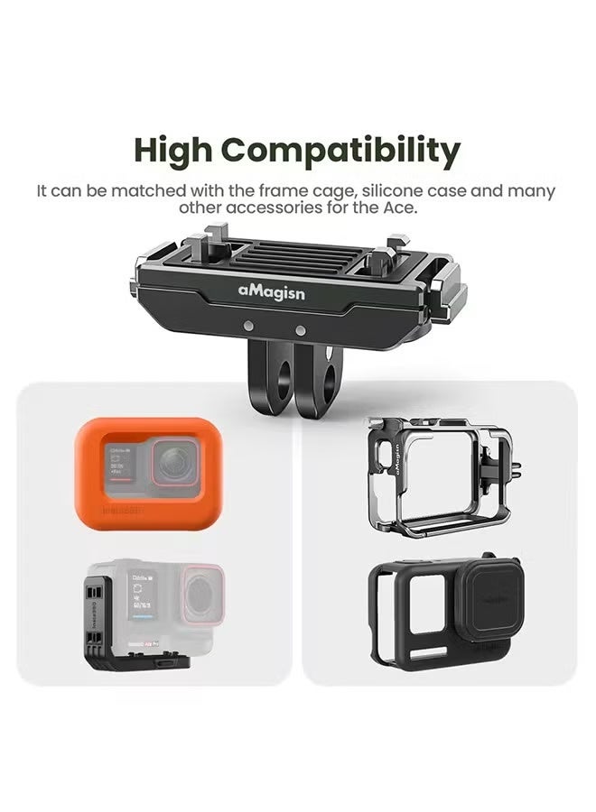 aMagisn Quick Release Mount for Insta360 X5,Aluminum Magnetic Base with 1/4 and 2-prong Adapter for Insta 360 X5 Accessories - Image 5