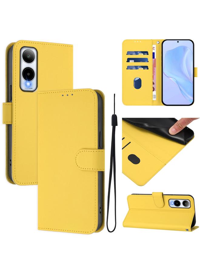 زبون جراب هاتف جلدي بلون سادة لهاتف Cricket Icon 6 مع حبل تعليق - Image 1