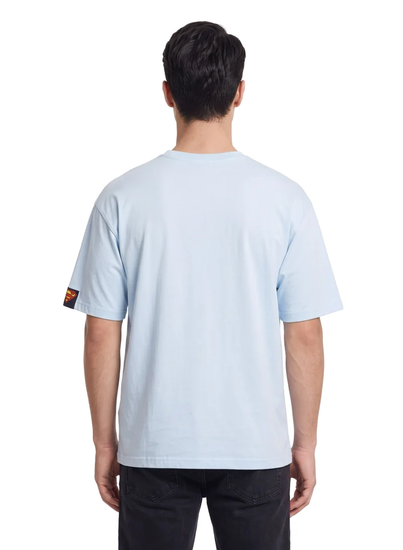 وارنر بروس. Warner Bros. Superman Logo Men’s Drop Shoulder T-Shirt | Oversized Superhero Graphic Print Casual Crew Neck Cotton Tee