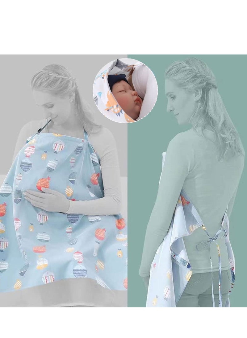 SYOSI - Nursing Cover for Breastfeeding, Breathable Infant Feeding Apron for Privacy, Blue - Image 1