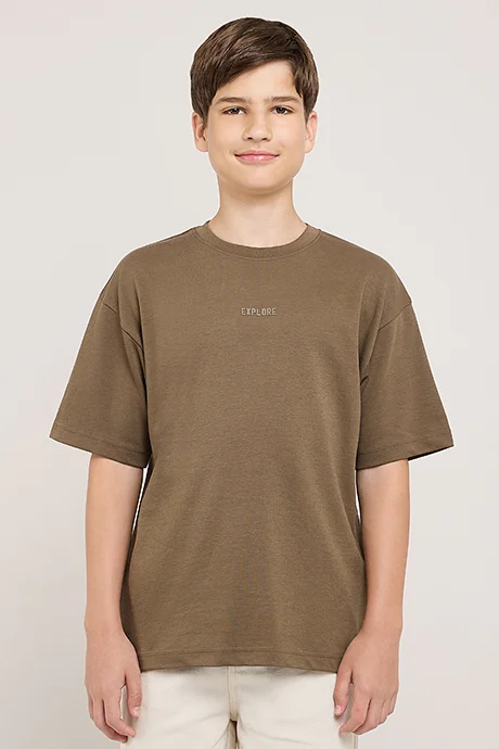 أر أند بي Print Detail T-Shirt With Crew Neck and Short Sleeves