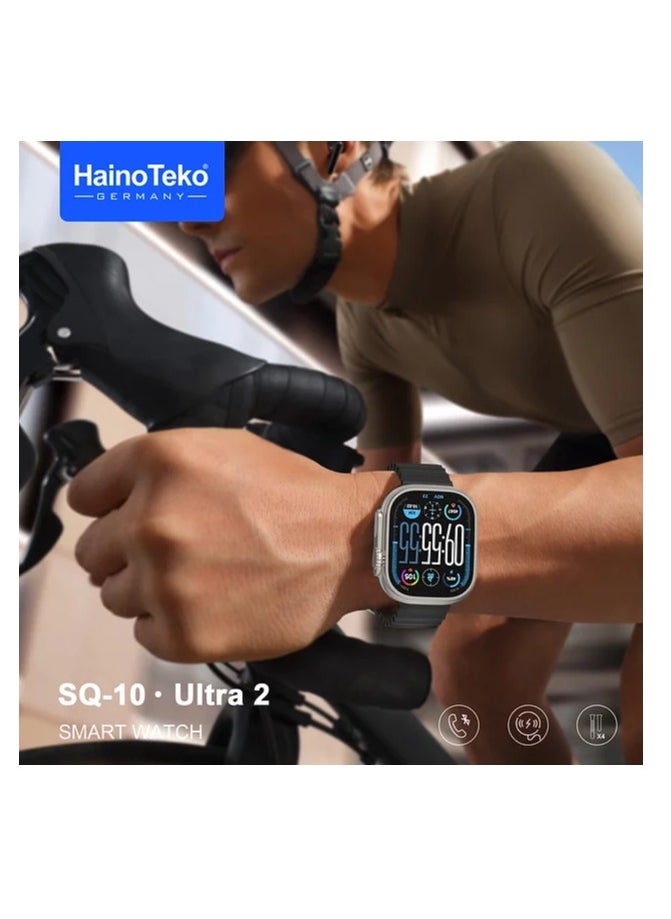 Haino Teko - Haino Teko Germany SQ10 Ultra 2 AMOLED Display Smart Watch With 4 Spair Strap and Wireless Charger for Gents and Boys Silver - Image 1