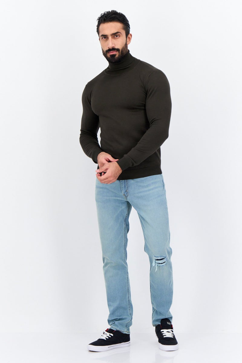 Sorbino Men High Neck Textured Long Sleeves Sweatshirt, Dark Green - Image 4