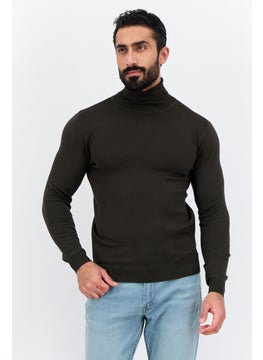 Sorbino Men High Neck Textured Long Sleeves Sweatshirt, Dark Green  - Image 1