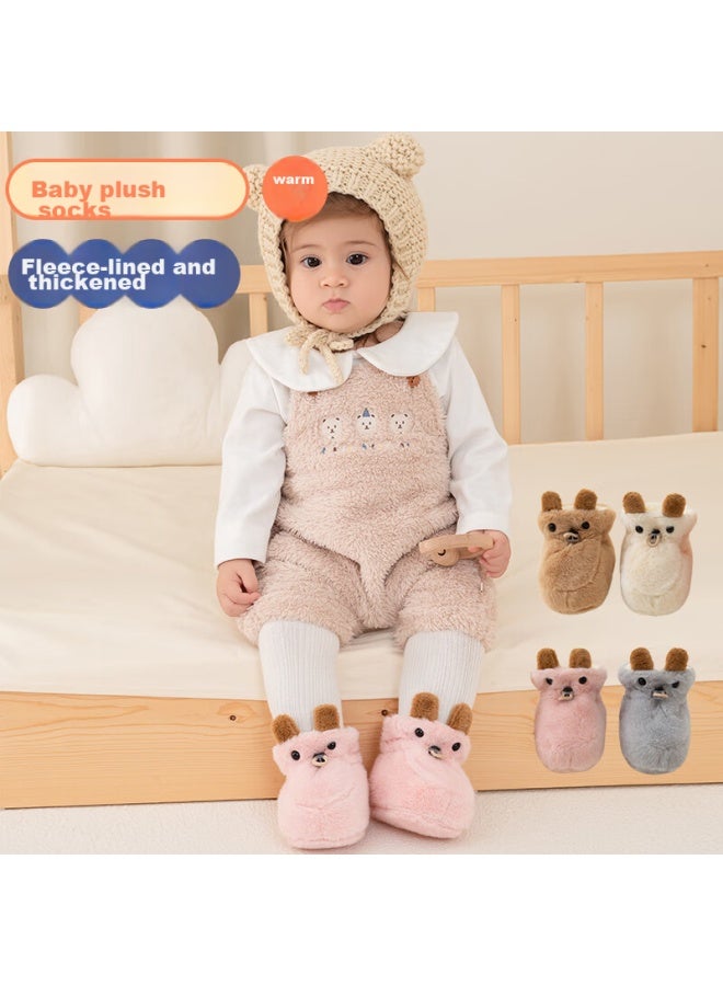 Babyprints Babyprints Baby Socks, Autumn And Winter Thick Fleece-lined Socks, Infant Warm Socks, Soft-soled Shoe Socks For Infants And Toddlers, Suitable For Outdoor Wear, Gray, Size 12  - Image 1