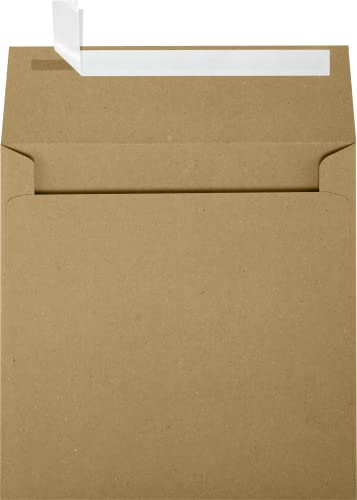 LUXPaper Square Invitation Envelopes Peel Press 5 12 x 5 12 Grocery Bag Brown 70lb Text 50 Qty - Image 1