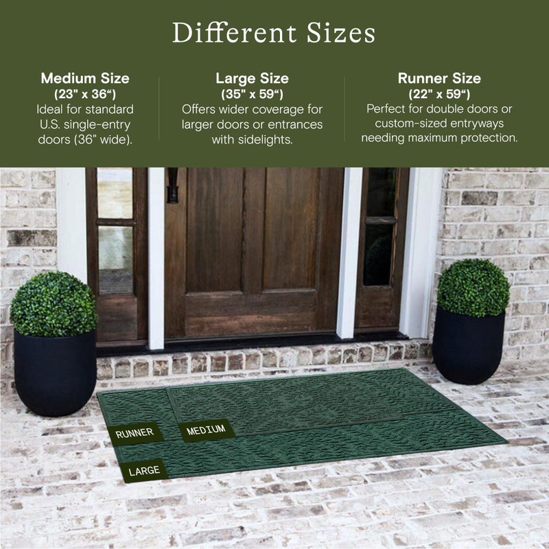 WaterHog Boxwood Front Door Mat Indoor Outdoor Entrance, Absorbent All-Weather Doormat with Non-Slip Rubber Backing, Dirt & Moisture Trapper, Low Profile & Easy Clean, Made in USA, 23"x36" Evergreen - Image 2