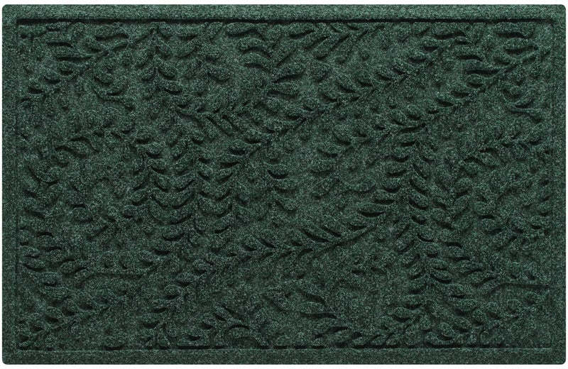 WaterHog Boxwood Front Door Mat Indoor Outdoor Entrance, Absorbent All-Weather Doormat with Non-Slip Rubber Backing, Dirt & Moisture Trapper, Low Profile & Easy Clean, Made in USA, 23"x36" Evergreen - Image 1