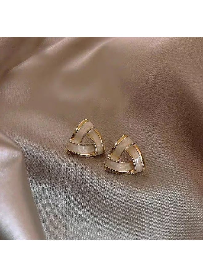 Goolsky Elegant Triangle Glaze Earrings for Women, Korean Style Fashion Studs, Vintage Zinc Alloy with 925 Silver Posts, All-Season Versatile Accessory for Daily & Party Wear - Image 4