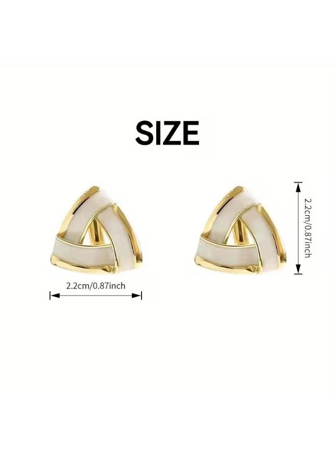 Goolsky Elegant Triangle Glaze Earrings for Women, Korean Style Fashion Studs, Vintage Zinc Alloy with 925 Silver Posts, All-Season Versatile Accessory for Daily & Party Wear - Image 5