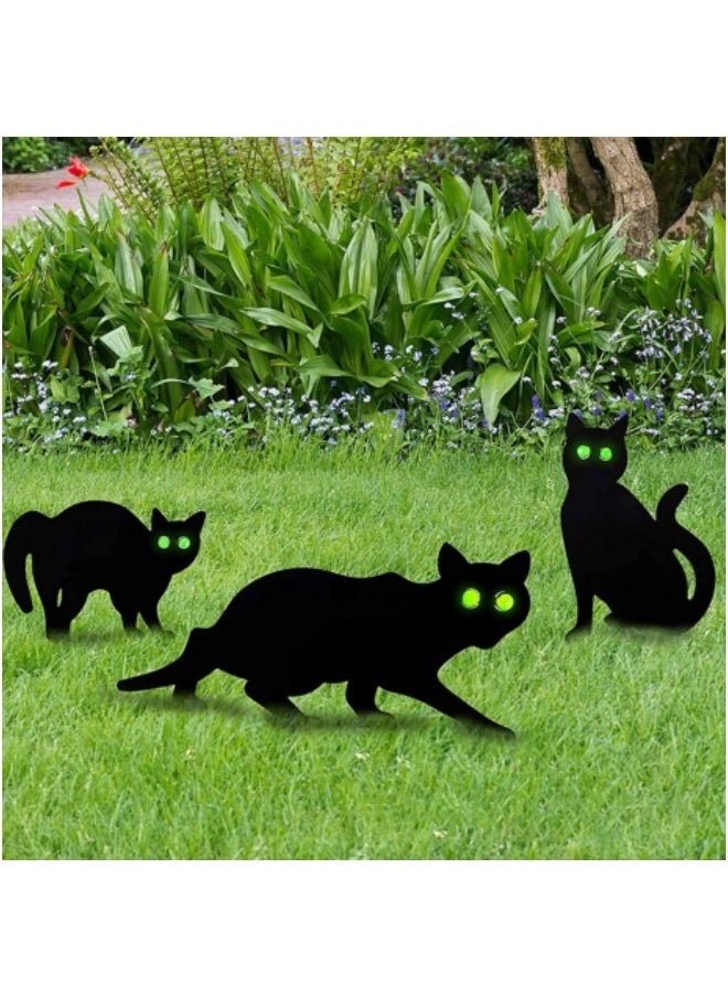 Generic Festival Yard Signs Stakes Outdoor Decorations 3-Piece Black Cat Lawn Decorations Signs  - Image 1
