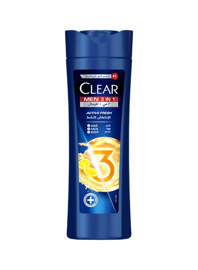 CLEAR Men 3in1 Shampoo Body And Face Wash Active Fresh 400ml - Image 1