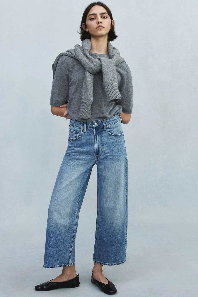 H&M Wide High Cropped Jeans