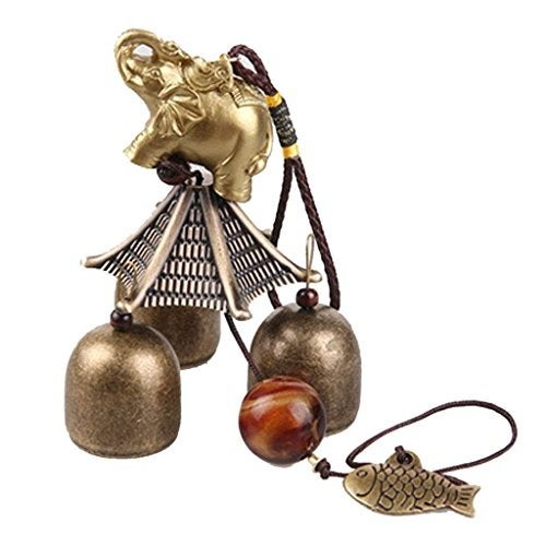 Hooshing Elephant Wind Chimes Metal Bronze Bells Feng Shui Wind Chimes for Lucky Outdoor Garden Patio Hanging Decor Gift - Image 1