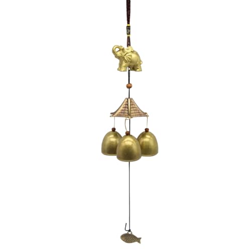 Hooshing Elephant Wind Chimes Metal Bronze Bells Feng Shui Wind Chimes for Lucky Outdoor Garden Patio Hanging Decor Gift - Image 4