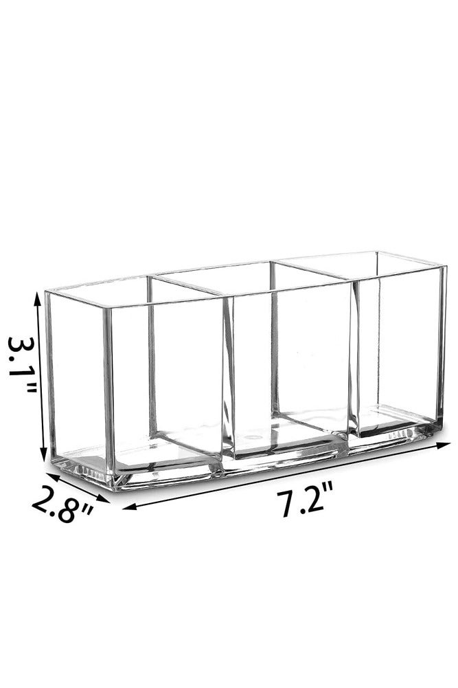 BELLSBERRY 3-Slot Acrylic Makeup Brush Holder – Stylish Organizer for Vanity, Bathroom and Office Table - Image 2