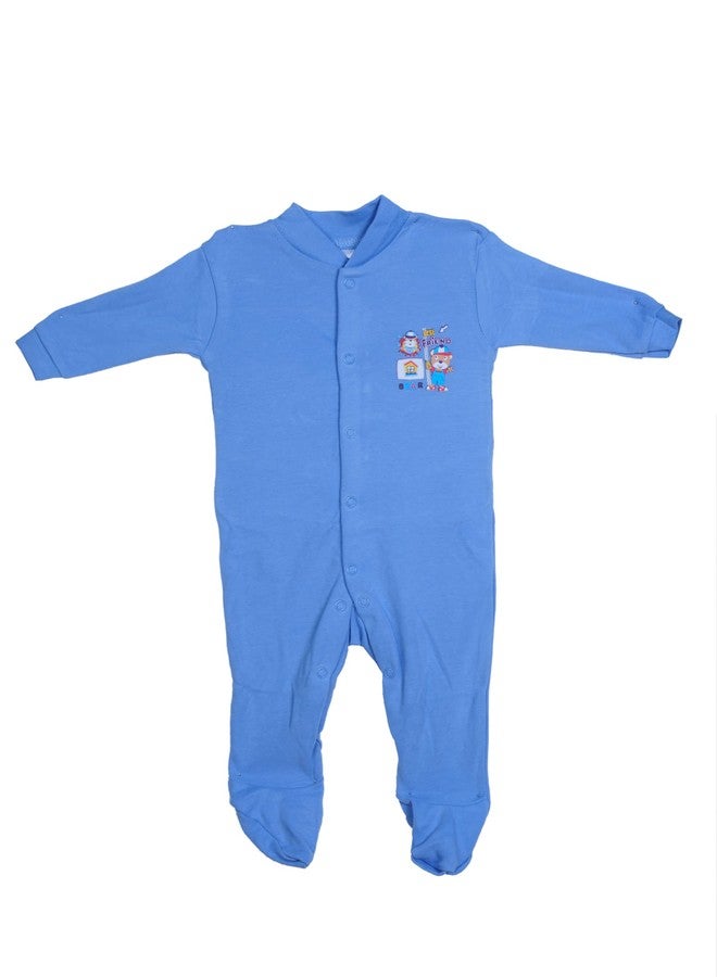 TiniBerry New Born Baby Multi-Color Long Sleeve Cotton Sleep Suit Romper for Boys and Girls Set of 3 (0-3 Months, Light Blue) (Baby Romper) - Image 2