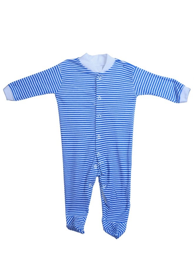 TiniBerry New Born Baby Multi-Color Long Sleeve Cotton Sleep Suit Romper for Boys and Girls Set of 3 (0-3 Months, Light Blue) (Baby Romper) - Image 3
