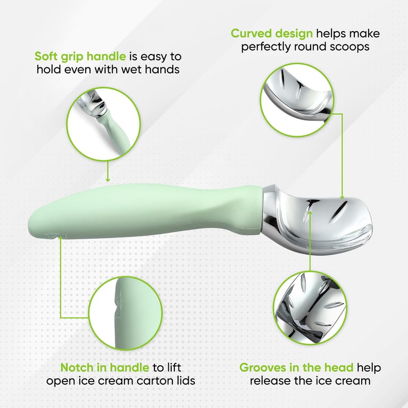 Spring Chef Ice Cream Scoop with Comfortable Handle, Professional Heavy Duty Sturdy Scooper, Premium Kitchen Tool for Cookie Dough, Gelato, Sorbet, Pistachio - Image 3