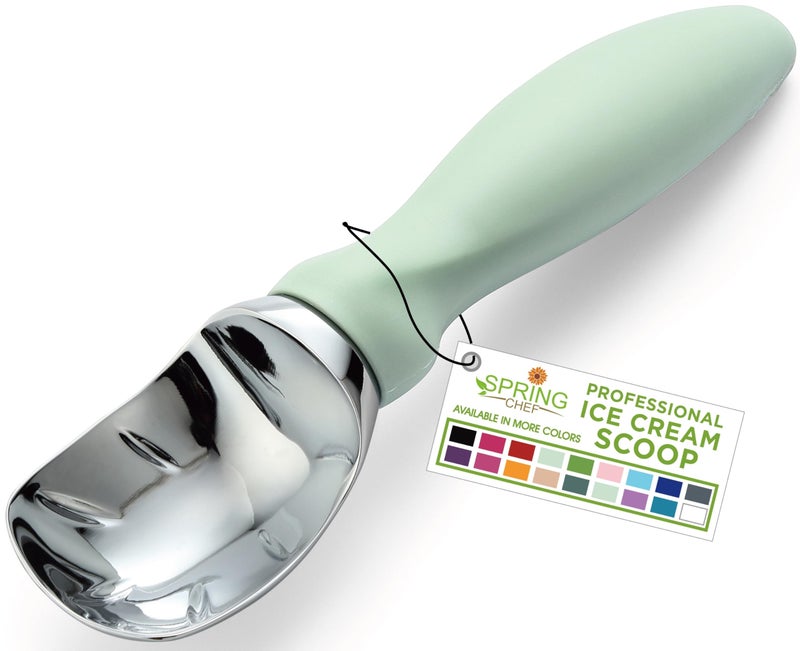 Spring Chef Ice Cream Scoop with Comfortable Handle, Professional Heavy Duty Sturdy Scooper, Premium Kitchen Tool for Cookie Dough, Gelato, Sorbet, Pistachio - Image 1
