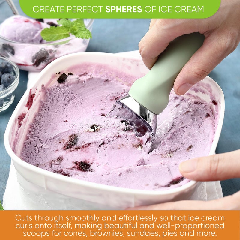 Spring Chef Ice Cream Scoop with Comfortable Handle, Professional Heavy Duty Sturdy Scooper, Premium Kitchen Tool for Cookie Dough, Gelato, Sorbet, Pistachio - Image 4