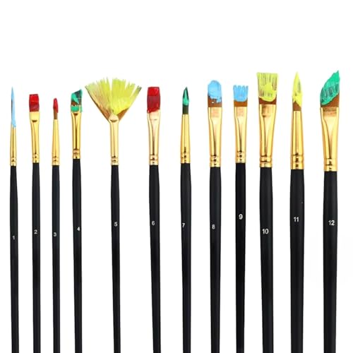 Twizzle Professional Art Paint Brush Set of 12 – Round Pointed Tip Nylon Hair Brushes for Acrylic, Watercolor & Oil Painting, Ideal for Artists & Beginners - Image 2