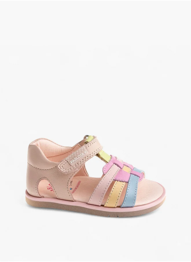 بابلوسكي Girls' Colourblock Strappy Sandals with Hook and Loop Closure